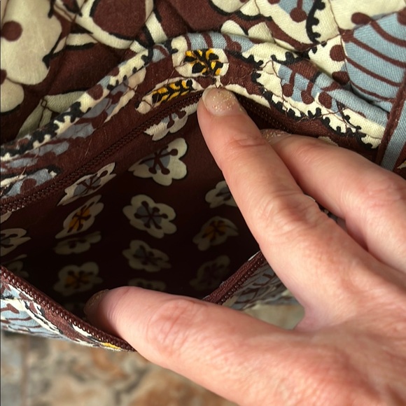 VERA BRADLEY Brown Blue Floral Pattern Crossbody Bag - Picture 11 of 11